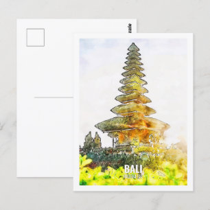 Bali Indonesien Reiseort Wasserfarbe Postkarte