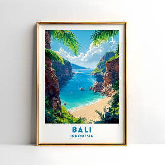 Bali Indonesien Strand Reiseplakat Kunst Poster