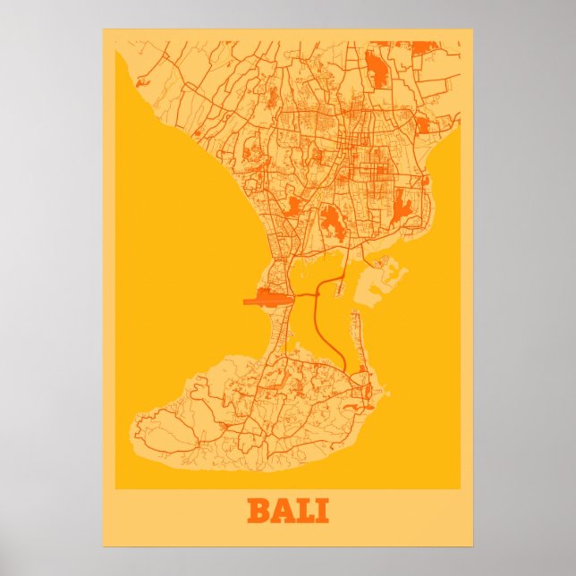Bali - Indonesien Sunset City Map Poster (Vorne)
