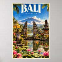 Bali Indonesien Tempel Tor und Berg Reise Pos
