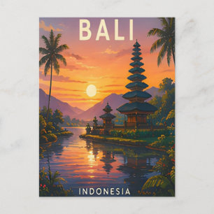 Bali Indonesien Tropische Reisterrassen Tempel Flu Postkarte