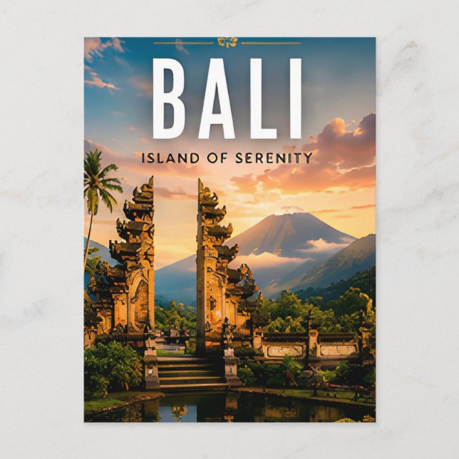 🌺 Bali Indonesien Tropischer Tempel Postkarte (Vorderseite)