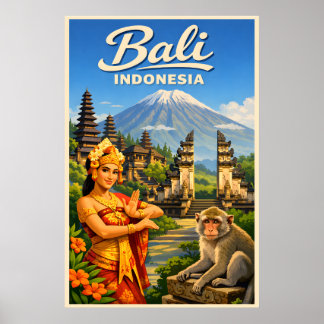 Bali Indonesien - Vintage Reiseposter Poster