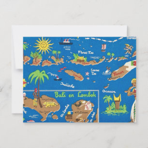Bali Lombok  Farbige Postkarte