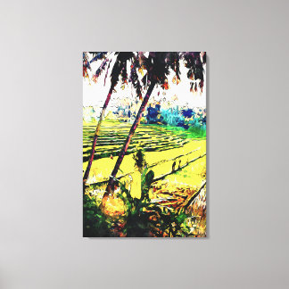 Bali Malerei Wandkunst - balinesische Reiterrassen Leinwanddruck