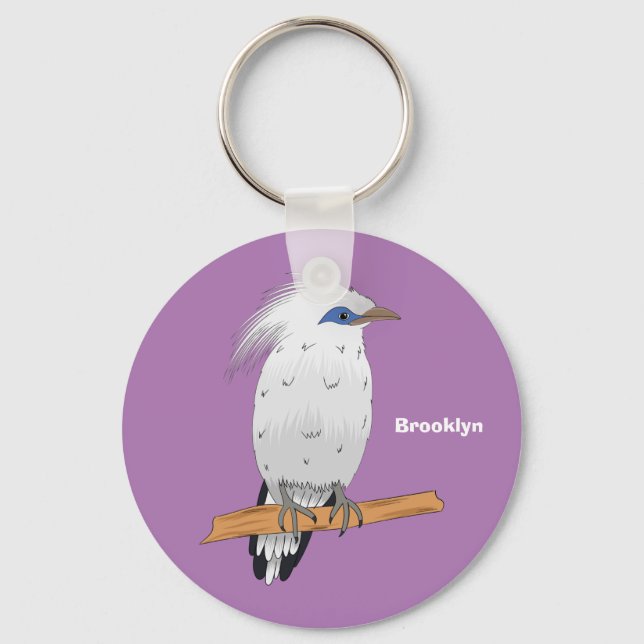 Bali Myna Tropenvogel Schlüsselanhänger (Vorderseite)