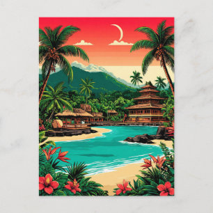 Bali-Reisterrassen Sonnenuntergang Tropische Insel Postkarte