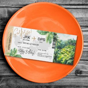 Bali Retreat Überraschung Geburtstag Boarding Pass Einladung