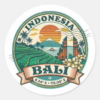 Bali Retro 70er Jahre Vintage-Reise-Stempel Indone Runder Aufkleber
