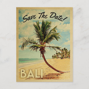 Bali Save The Date Vintage Strand Palmenbaum Ankündigungspostkarte