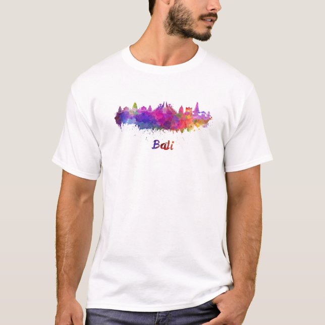 Bali skyline im Watercolor T-Shirt (Vorderseite)
