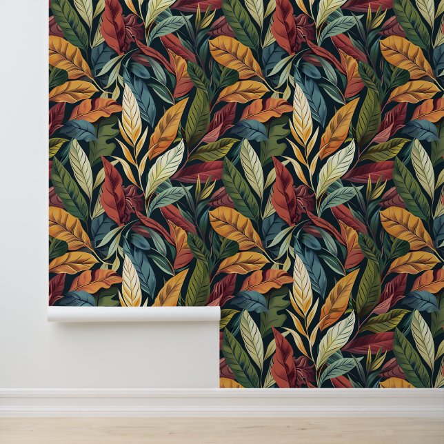 Bali Stil exotische Pflanze Blätter Luxus tiefer F Tapete (Anwendung)