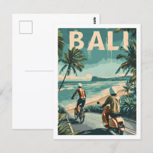 Bali-Strand Indonesien Vintage Berühmter Reiseort Postkarte