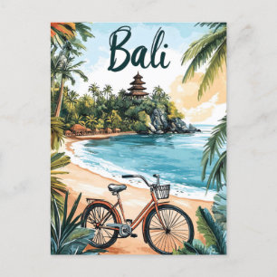 Bali-Strand mit Fahrrad - Tropisches Reisen  Postkarte