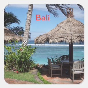 Bali-Strand-Szene Quadratischer Aufkleber