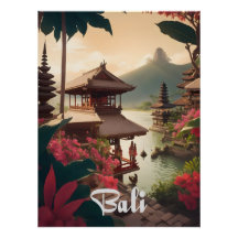 Bali Tempel Reiseplakat