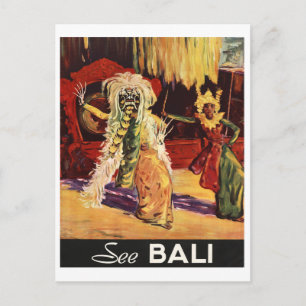 Bali, traditionelle Maske, Tanz, Vintage Reise Postkarte