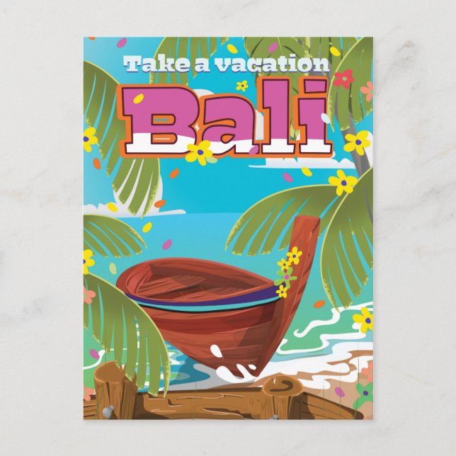 Bali Travel Poster. Postkarte (Vorderseite)