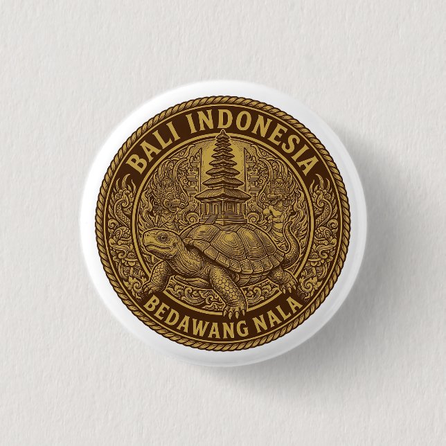 Bali Turtle Pagoda Coin Motif Button (Vorderseite)