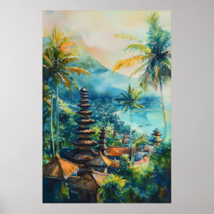 Bali-Wasserfarbe Nationales Reiseposter Vintage-Sk Poster