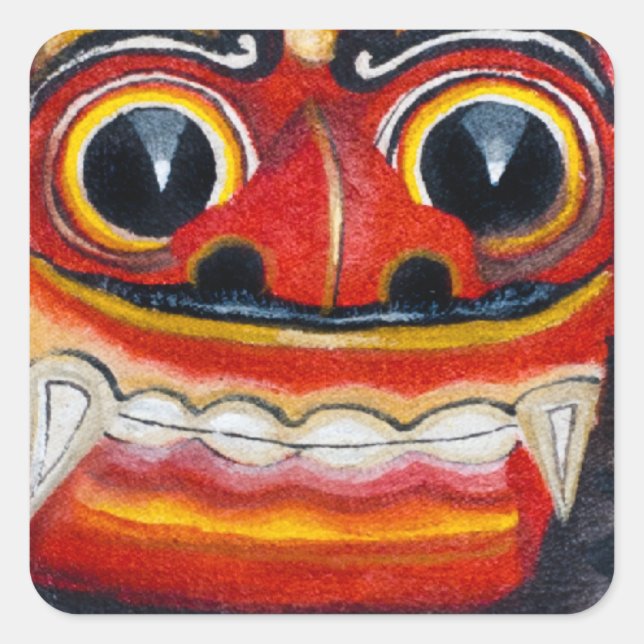 Balinese Barong Quadratischer Aufkleber (Vorderseite)