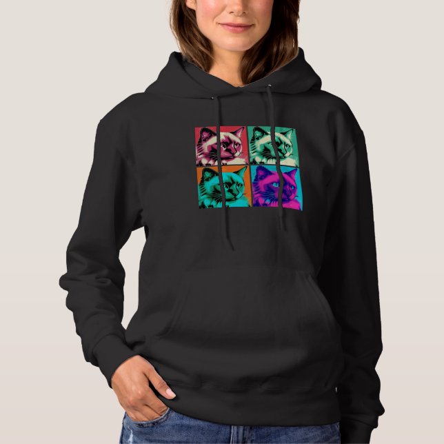 Balinese Cat Pop Illustration Colorful Animal  1 Hoodie (Vorderseite)