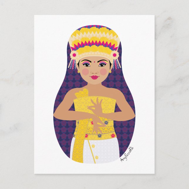 Balinese Dancer Matryoshka Postcard Postkarte (Vorderseite)