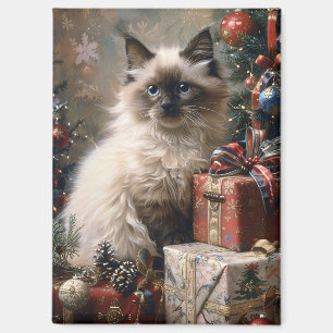 Balinese Kitten Christmas Cat Portrait Art Magnet