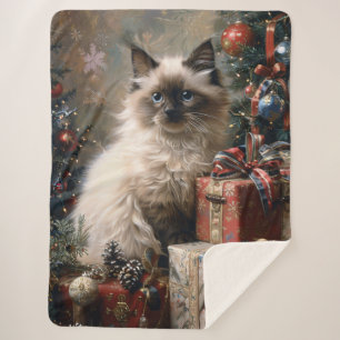 Balinese Kitten Christmas Cat Portrait Art Sherpadecke