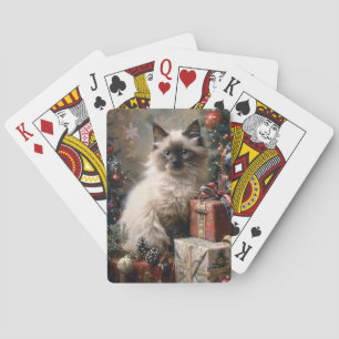 Balinese Kitten Christmas Cat Portrait Art Spielkarten