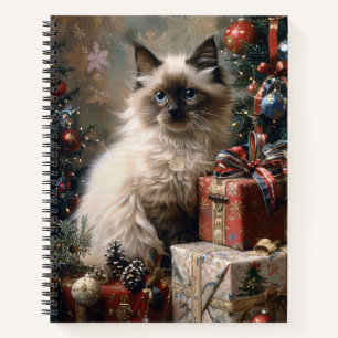 Balinese Kitten Christmas Cat Portrait Spiral Notizbuch