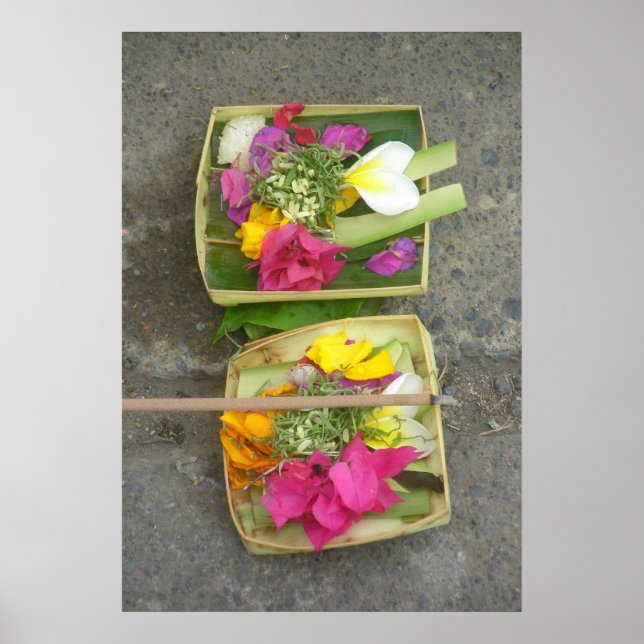 Balinese Offeringkörbe Poster (Vorne)