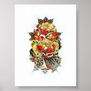 Balinesische Mythologie Barong und Rangda Aufklebe Poster