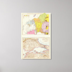 Balkan-Halbinsel und Konstantinopel-Karte Leinwanddruck