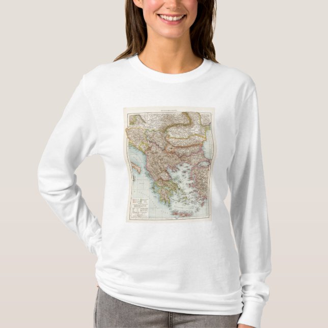 Balkanhalbinsel - Balkan-Halbinsel-Karte T-Shirt (Vorderseite)