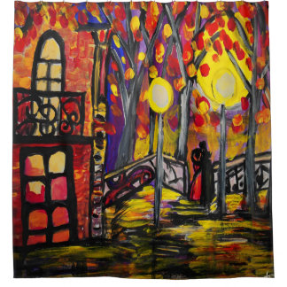 Balkon am Nachtduschvorhang Duschvorhang