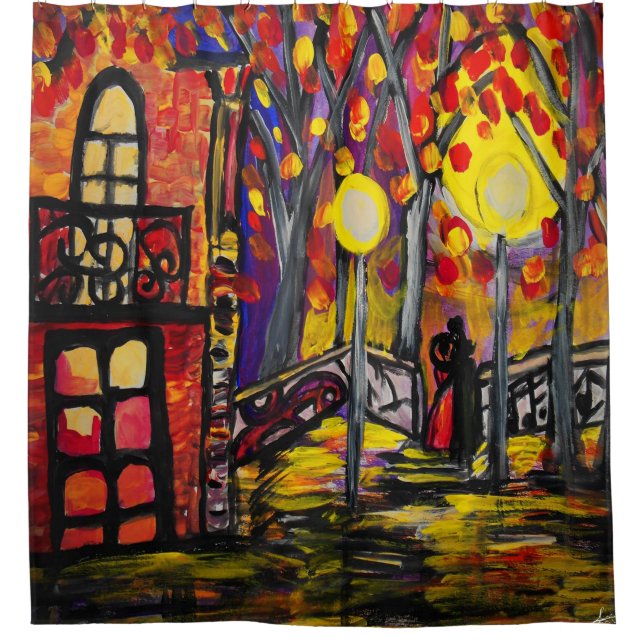 Balkon am Nachtduschvorhang Duschvorhang (Vorderseite)