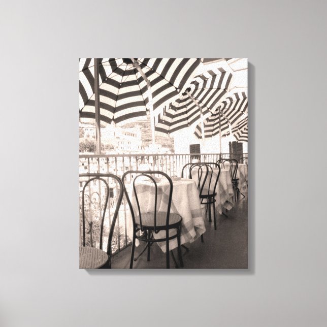 Balkon mit kleinem Restaurant, Italien Leinwanddruck (Vorderseite)