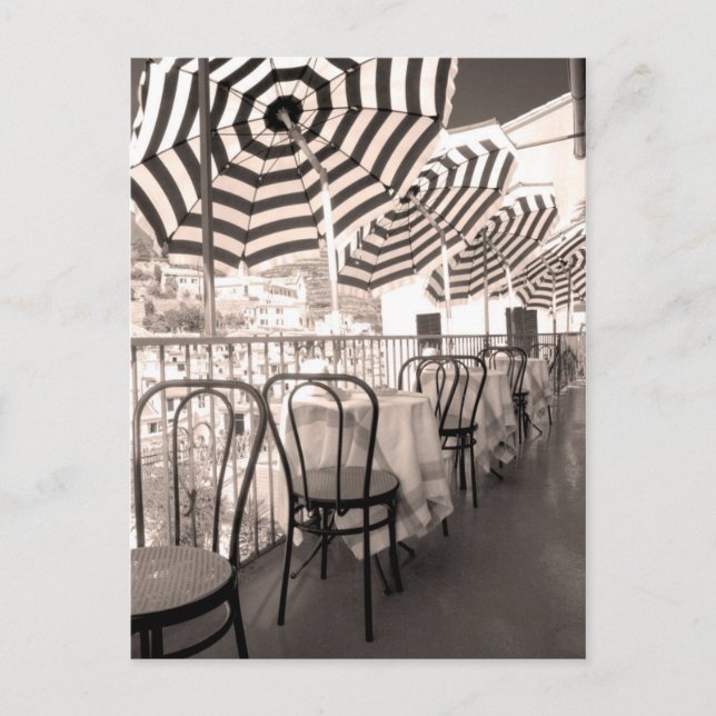 Balkon mit kleinem Restaurant, Italien Postkarte (Vorderseite)