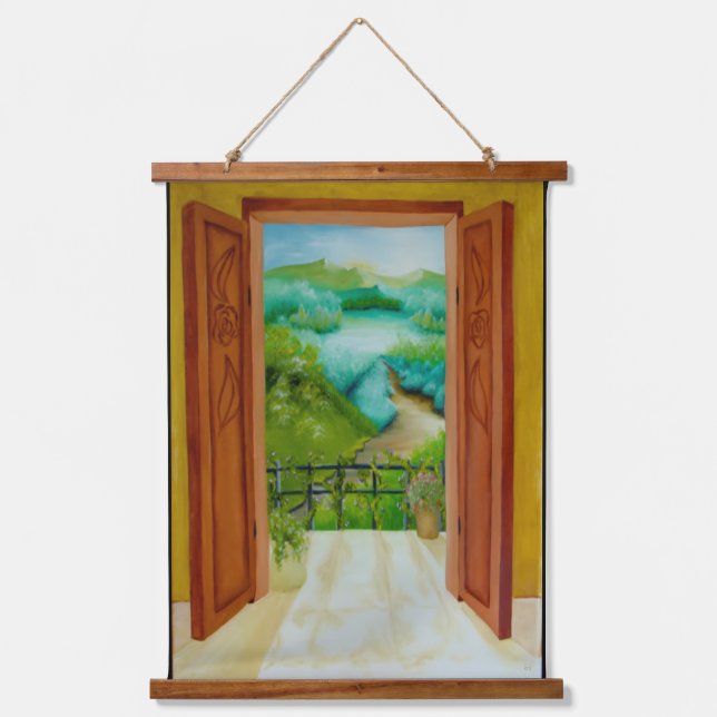 Balkon Wandteppich Mit Holzrahmen (Vorderseite)