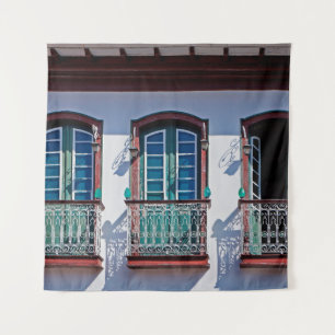 Balkone auf der Fassade in Diamantina, Minas Gerai Wandteppich