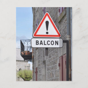 Balkonwarnung Postkarte