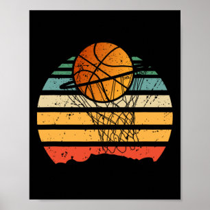 Ball auf Korb Basketball Vintage Sport Spieler Coa Poster