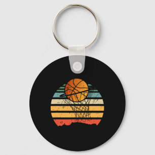 Ball auf Korb Basketball Vintage Sport Spieler Coa Schlüsselanhänger