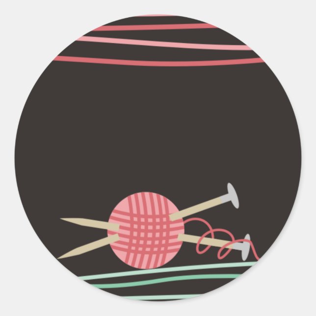 Ball aus Strickwaren Verpackungsgeschenk Sticke Runder Aufkleber (Vorderseite)