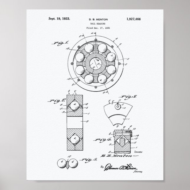Ball Bearing 1933 Weißbuch zum Patentwesen Poster (Vorne)