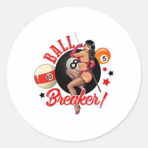 Ball Breakfast Funny Pool Player Billiard Lover Bi Runder Aufkleber
