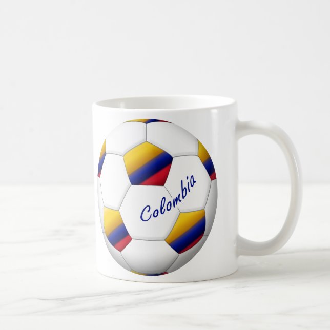 Ball des FUSSBALLS KOLUMBIENS Nationalflagge Tasse (Rechts)