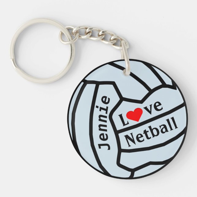 Ball-Entwurfpersonalisierter Netball-Schlüsselring Schlüsselanhänger (Vorderseite)
