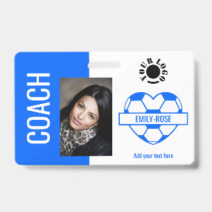 Ball-Foto-Logo Barcode-Vorlagencoach Blau Ausweis